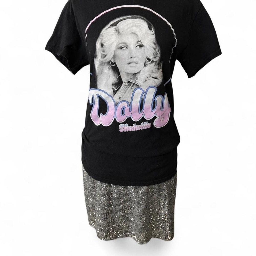 Dolly Parton Black Cotton Tee Women's Small Country Music Festival Western